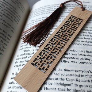 Wood Geometric Cutout Bookmark ~ Brand New